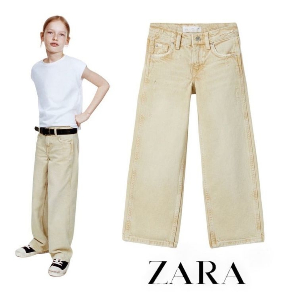 Zara Wide-Leg Light Beige Kids Jeans
